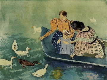 Fütterung der Enten Mütter Kinder Mary Cassatt Ölgemälde